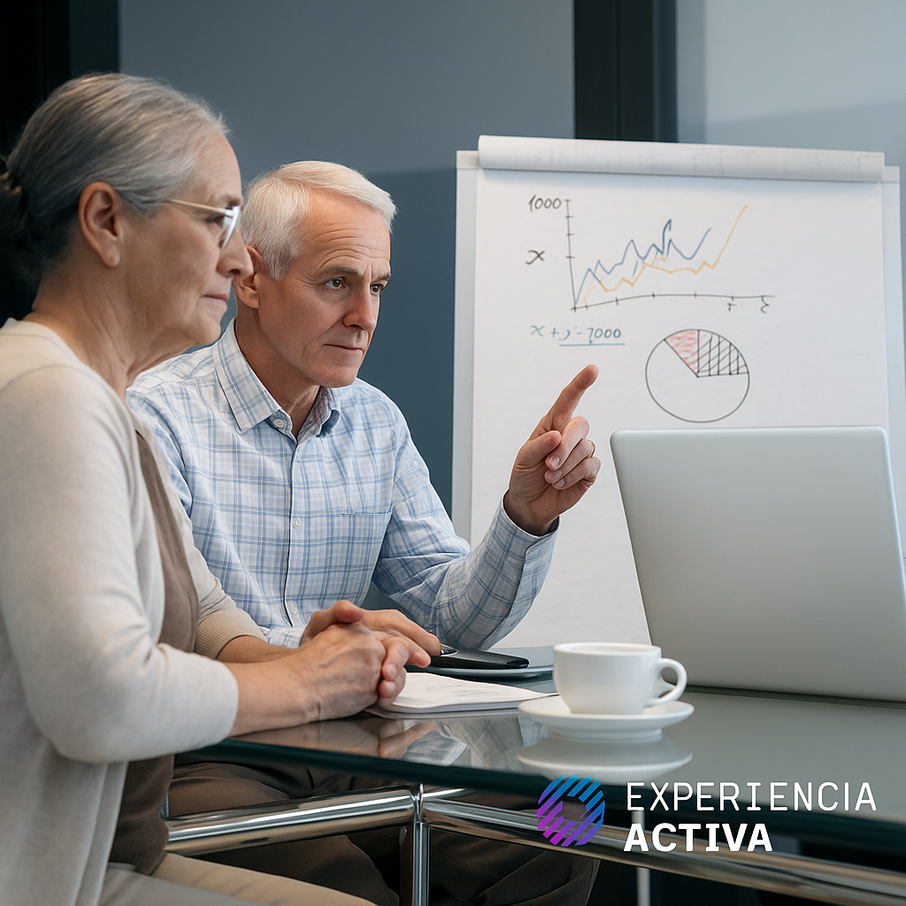 Equipo intergeneracional trabajando con indicadores